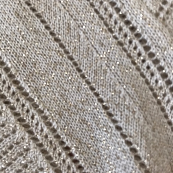 Cream sweater w gold shimmer threads & 3/4 sleeves - Picture 4 of 5